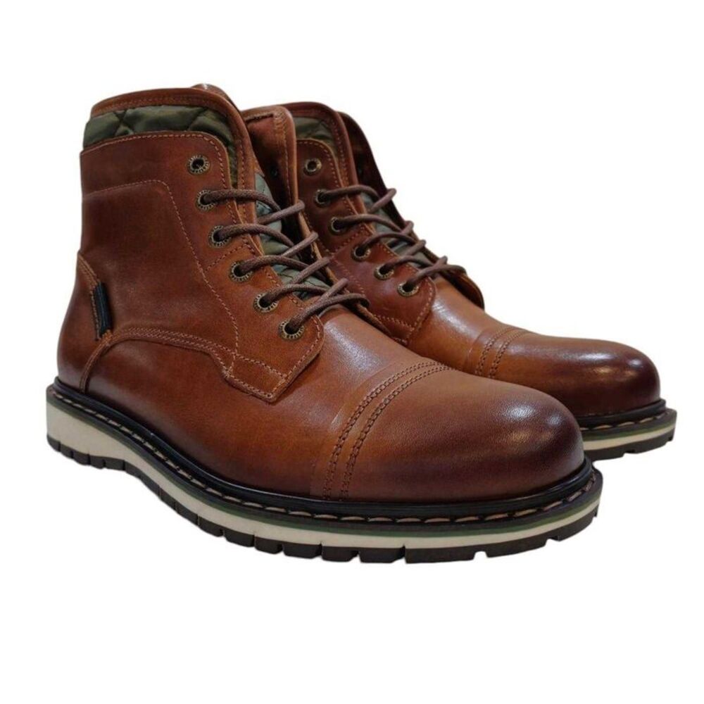 Firetrap Boys Aubin Mess Quilted Leather Stitch Detail Ankle Boots / Tan